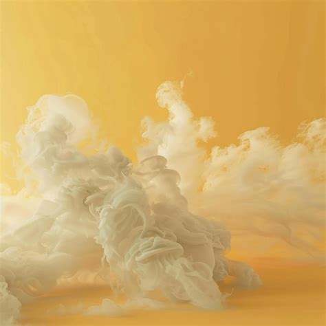 3d rendered dense white smoke moves across the floor on a yellow ...