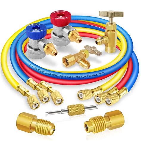 Buy 3 Pcs AC Manifold Gauge Hose Set with Self Sealing and Puncture ...
