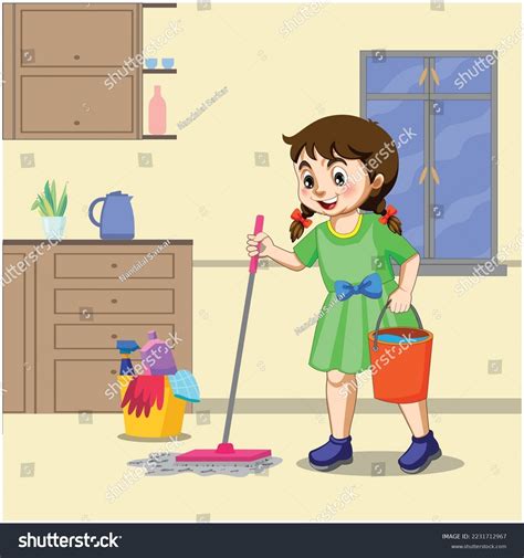 Boy Sweeping The Floor Clip Art