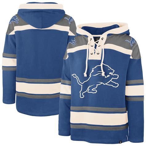 Men's Detroit Lions '47 Blue Superior Lacer Hoodie
