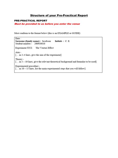 Image result for Practical Report Structure