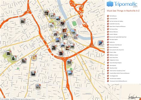 Tourist Map Of Downtown Nashville - map of downtown nashville tennessee