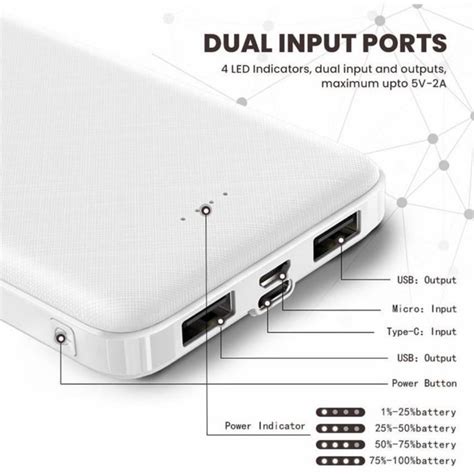TexoVera 10000 mAh Power Bank 15W with Lithium Polymer Battery (T63-10K ...