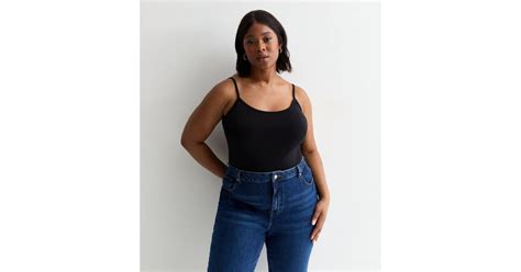 Curves Black Scoop Neck Vest | New Look