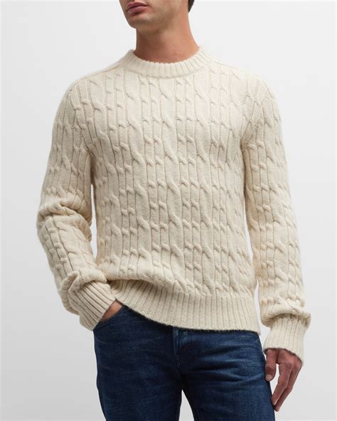 Brunello Cucinelli Men's Cashmere Cable-Knit Crewneck Sweater | Neiman ...