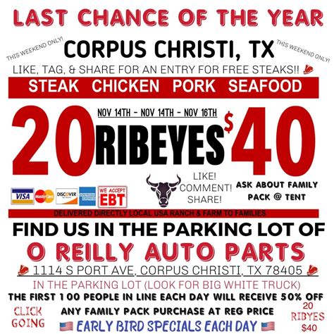 20 RIBEYES $40 / HUGE TRUCKLOAD MEAT SALE IN CORPUS CHRISTI, TX @ O ...