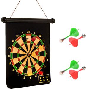 FIDDLERZ 18 Inch Double Sided Fold-able Magnet Dart Board with 4 ...