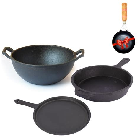 Buy The Indus Valley Pre-Seasoned Cast Iron Cookware Set + Free Tadka ...