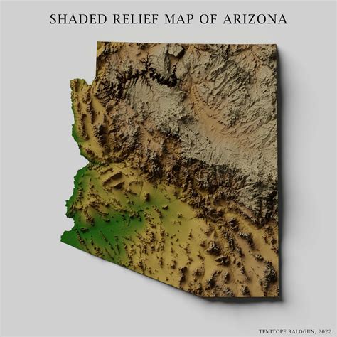 Shaded relief map of Arizona | Spatialnode