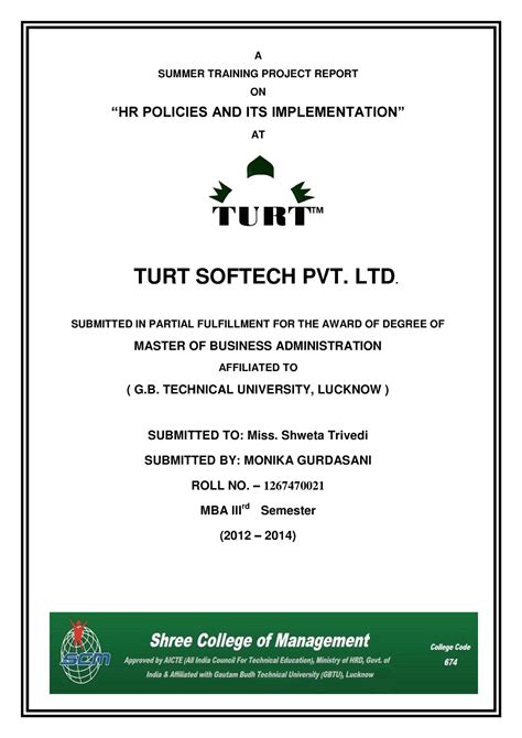 Vdocument - A SUMMER TRAINING PROJECT REPORT ON “HR POLICIES AND ITS ...