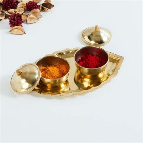 Buy Upasana Gold Solid Metal Kumkum and Chandan Holders from Home ...