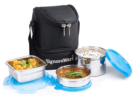 Buy Signoraware Trio Stainless Steel Lunch Box, Set of 3, 500 ml+ 400 ...