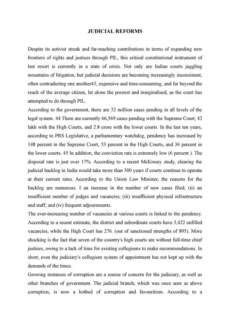 Judicial Reforms - Lecture notes 2 - JUDICIAL REFORMS Despite its ...