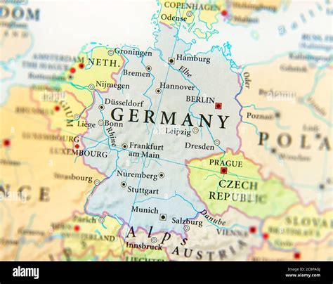 Geographic map of European country Germany with important cities Stock Photo - Alamy