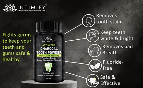 INTIMIFY Charcoal Teeth Whitening Powder, Yellow Teeth, Bad Breath ...
