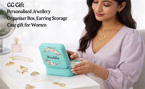 GG Gift Personalised Jewellery Organiser Box, Earring Storage Case gift ...