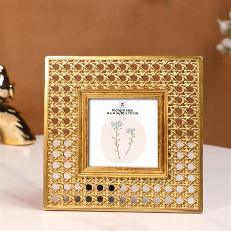 Vintage 4x4 Inch Photo Frame Golden Square – European Style Resin Pict ...