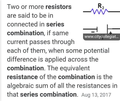 What is the series combination of resistors? - Brainly.in