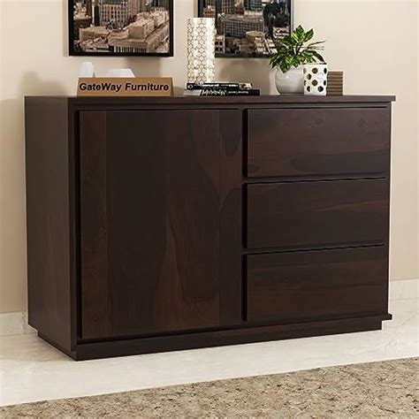 Kunjal Furniture Solid Sheesham Wood 3-Drawer and 2-Shelf Chest of ...