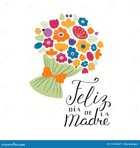 Hand Written Mothers Day Quote in Spanish Stock Vector - Illustration ...