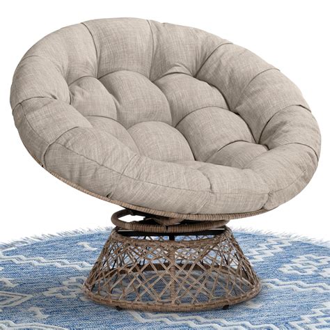 Bme Ergonomic Wicker Papasan Chair with Soft Thick Density Fabric ...