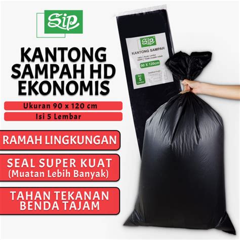 Jual HD Sampah Hitam ukuran 90x120 (50 Micron) Isi 5 lembar Merek SIP ...