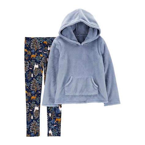 Girls 4-8 Carter's Sherpa Hoodie & Woodland Print Leggings Set