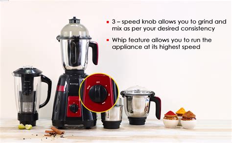 Buy Wonderchef Platinum 750W Mixer Grinder | 4 Stainless Steel Jars ...