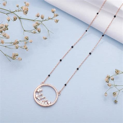 Classy Beaded Rose Gold Plated 925 Sterling Silver Mangalsutra – Zavya