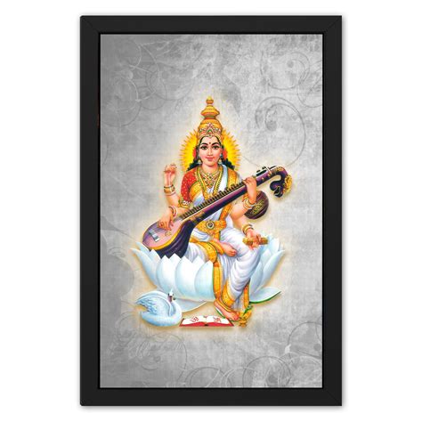 Ritwika's Ma Saraswati Goddess Framed Wall Painting Abstarct Art ...