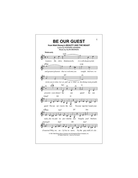 Beauty And The Beast Be Our Guest Lyrics