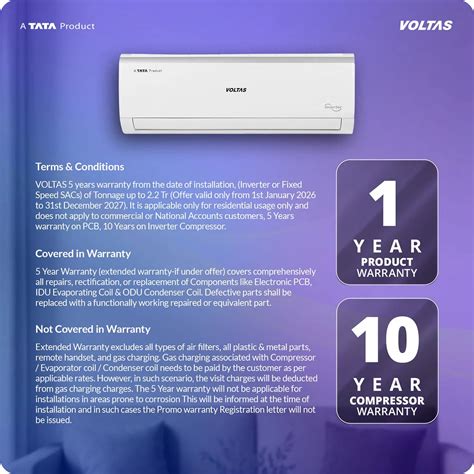 Voltas Inverter Split Air Conditioner, 1 Ton, 3 Star 2026 Model- 123IN ...