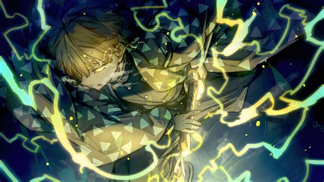 Zenitsu Agatsuma, Lightning, Breath of Thunder, Kimetsu no Yaiba, 4K ...