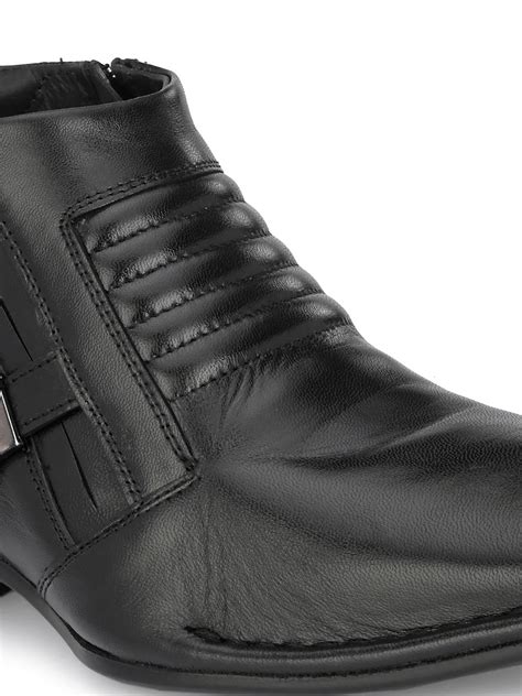 Hitz Men's Black Leather Ankle Boot Shoes with Zip Closure – Hitz Shoes ...