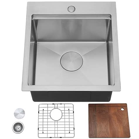 VESLA HOME 17x19 inch 304 Stainless Steel Drop in Bar Sink,Topmount ...