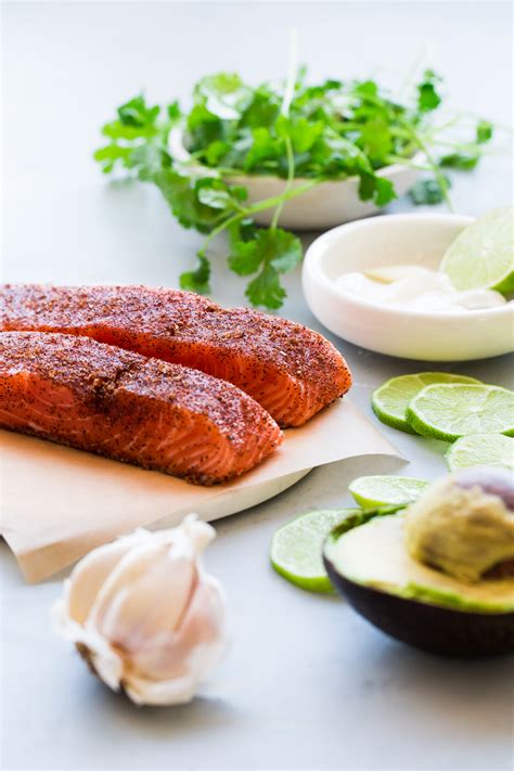 Brown Sugar and Chili Rubbed Salmon with Avocado Crema - A Beautiful Plate