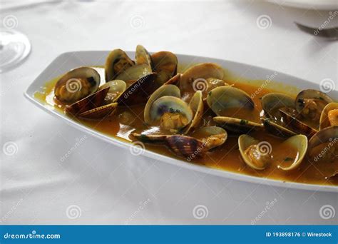 Clams Cooked with the Spanish Recipe Clams a La Marinera`.` Stock Photo ...