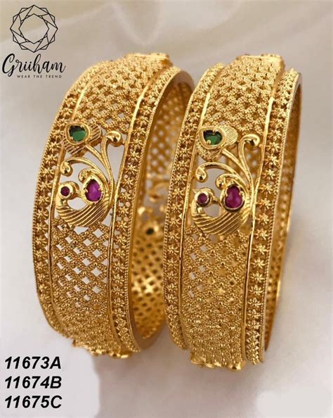 Premium Gold Plated Bestseller Multicolour Set of 2 broad bangles ...
