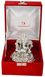 Buy INTERNATIONAL GIFT® Silver Plated Pagdi Ganesh God Idol Statue ...