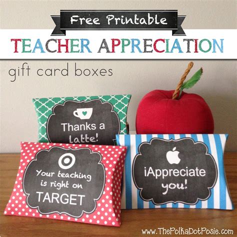 Teacher Appreciation Gift Card Boxes with Free Printables