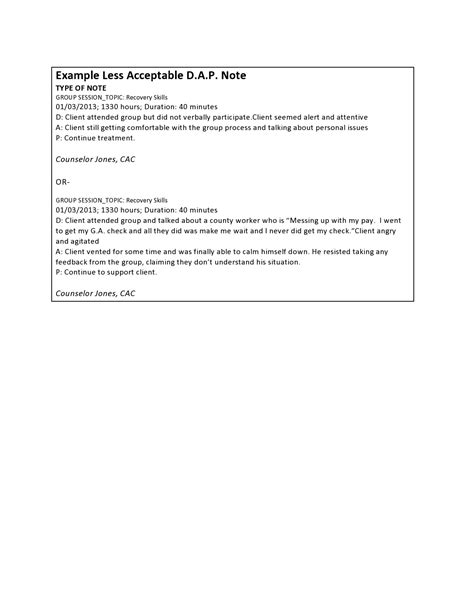 Image result for Dap Case Notes Examples