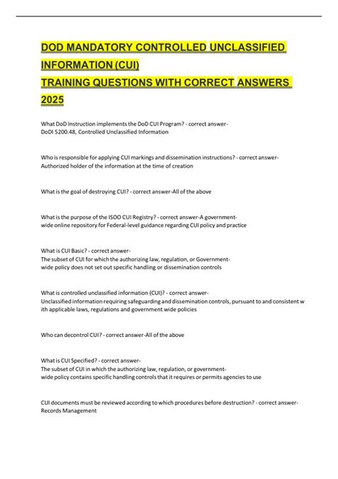 DOD Mandatory Controlled Unclassified Information (CUI) Training ...