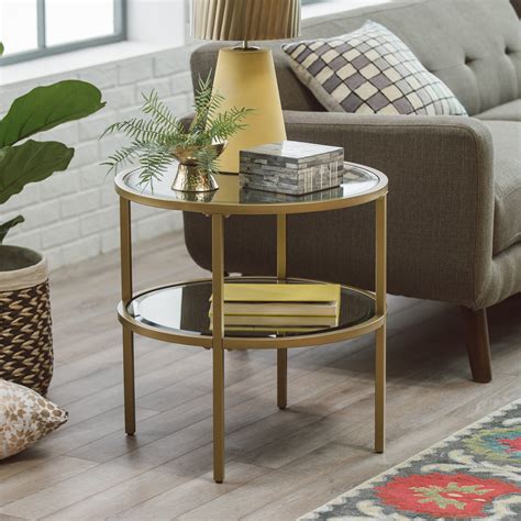 Belham Living Lamont Round End Table - Gold for Stylish Living Room Decor