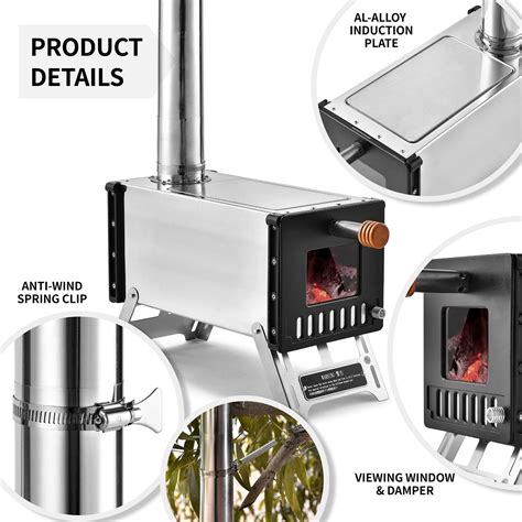 Buy Stainless Steel Tent Wood Stove with Chimney Pipes Portable Camping ...