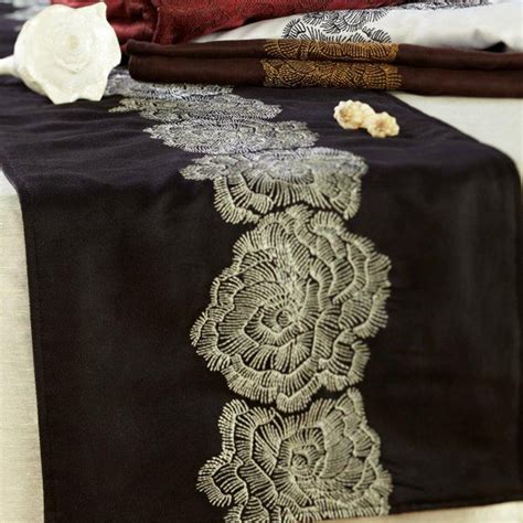 Buy Maspar Floral Ecstasy 100%Polyester Embroidery Machine Runner Black
