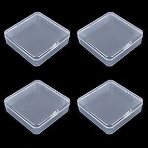 Goodma 4 Pieces Square Empty Mini Clear Plastic Organizer Storage Box ...