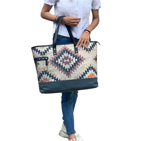 Mona B - Upcycled Canvas Large Canvas Handbag for Women | Tote Bag for