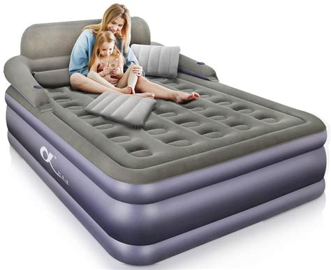 A-ER-FA Queen Size Air Mattress with Headboard , 3 Mins Quick Inflation ...