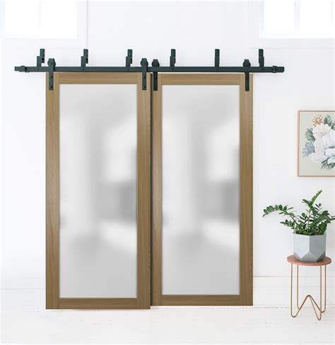 Buy Slab Barn Door Panel Frosted Glass Lite 24 x 80 inches | Planum ...