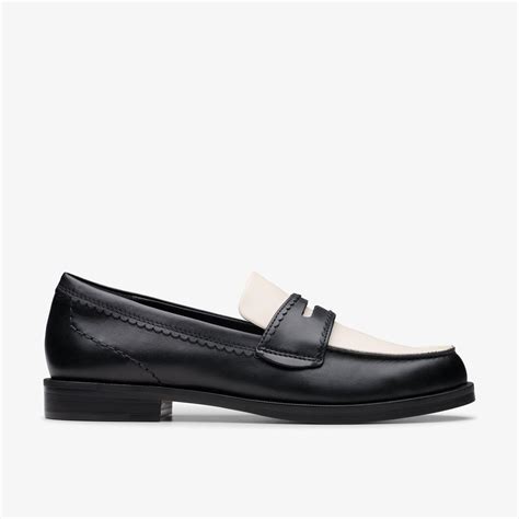Womens Straven Edge Black Combination Leather Loafers Slip On Shoes ...